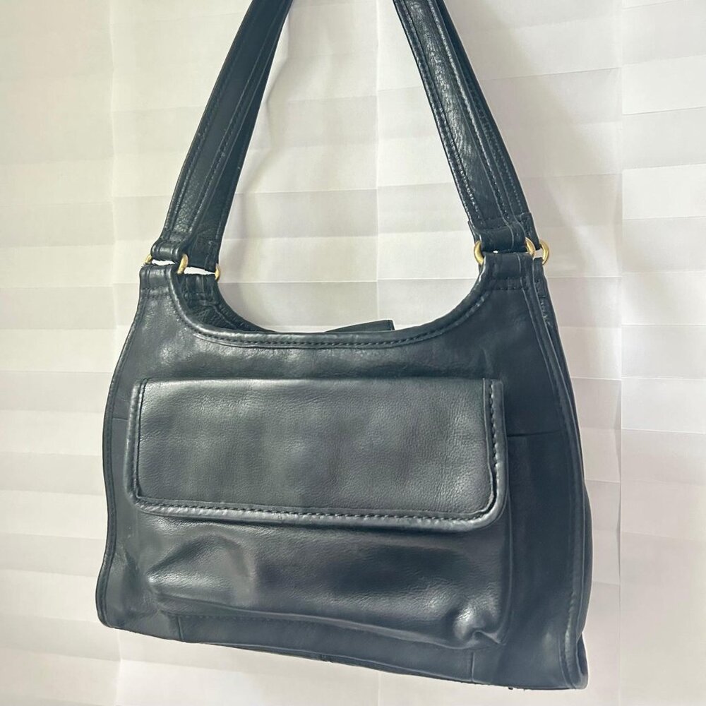 Vintage Black Genuine Leather Fossil 1954 Shoulder Bag